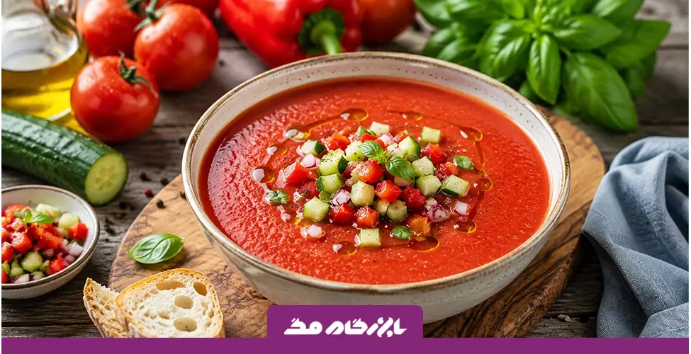 طرز تهیه سوپ گازپاچو سرد اسپانیایی
