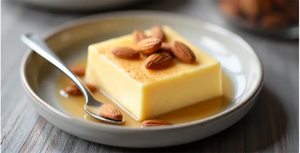 تزئین و سرو پودینگ بادام