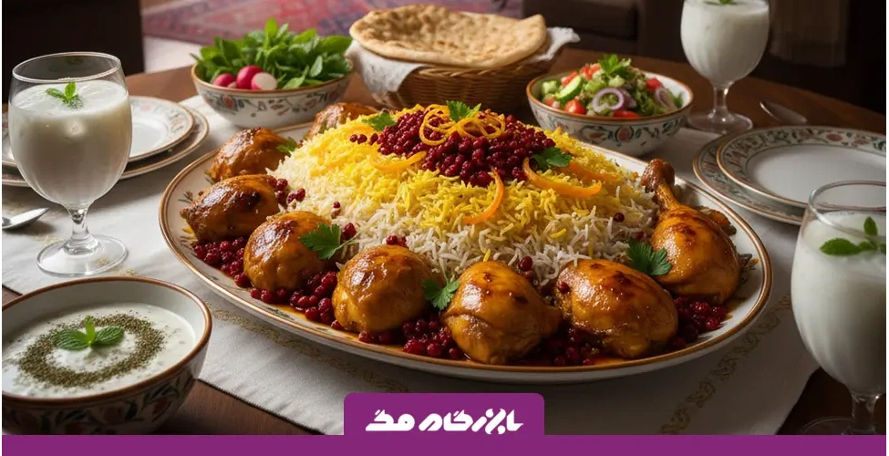 زرشک پلو با مرغ ایرانی