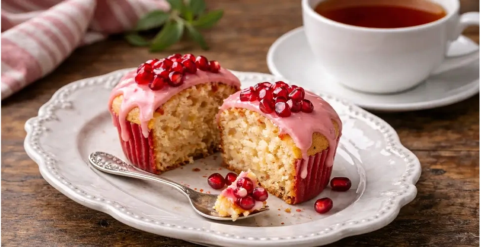 سرو کاپ کیک انار با چای