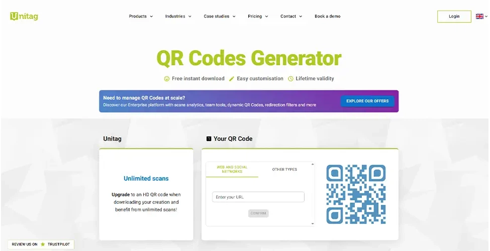 سایت Unitage QR Code Generator