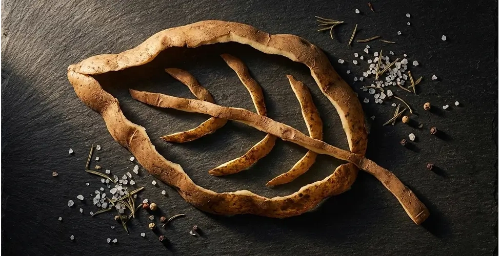 پوست سیب زمینی به شکل برگ درخت