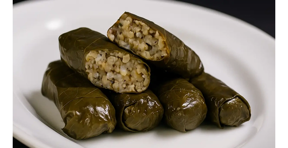 دلمه برگ مو در بشقاب