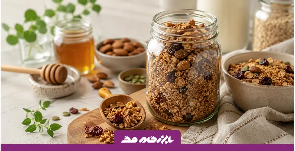 طرز تهیه گرانولا خانگی با جو دوسر و مغزها