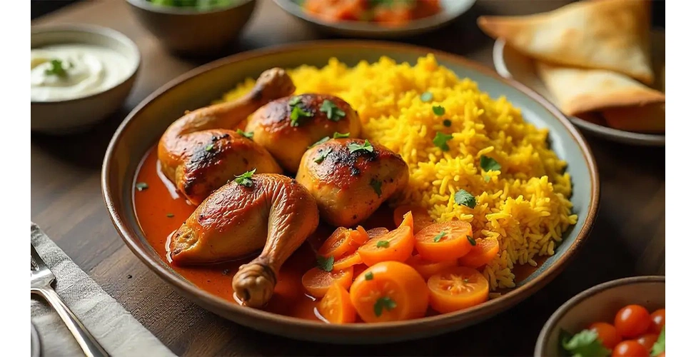 سرو مرغ دودی با برنج ایرانی