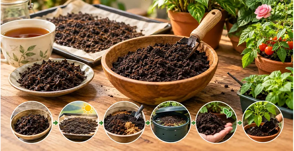 مراحل ساخت کود گیاهی با تفاله چای