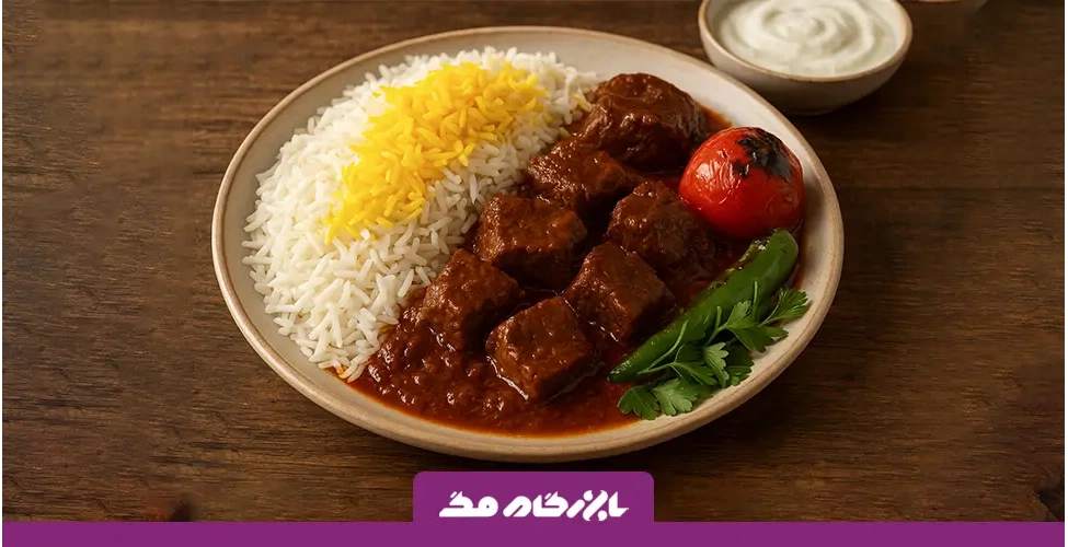 چلو گوشت با گوشت گوسفندی