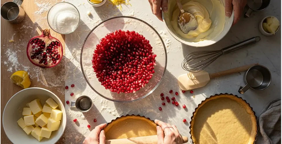 مواد اولیه تارت انار شب یلدایی