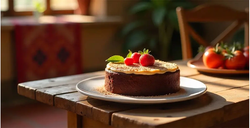 تزئین کیک سه شیر شکلاتی