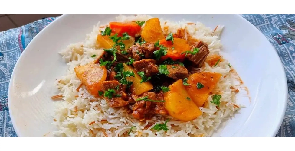 سرو تاس کباب با برنج