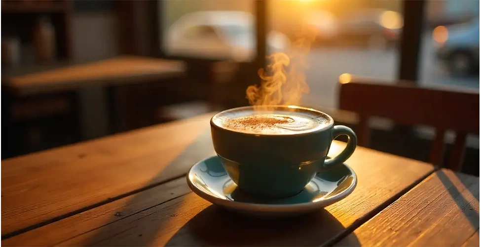 فنجان کاپوچینو در عصر دلچسب