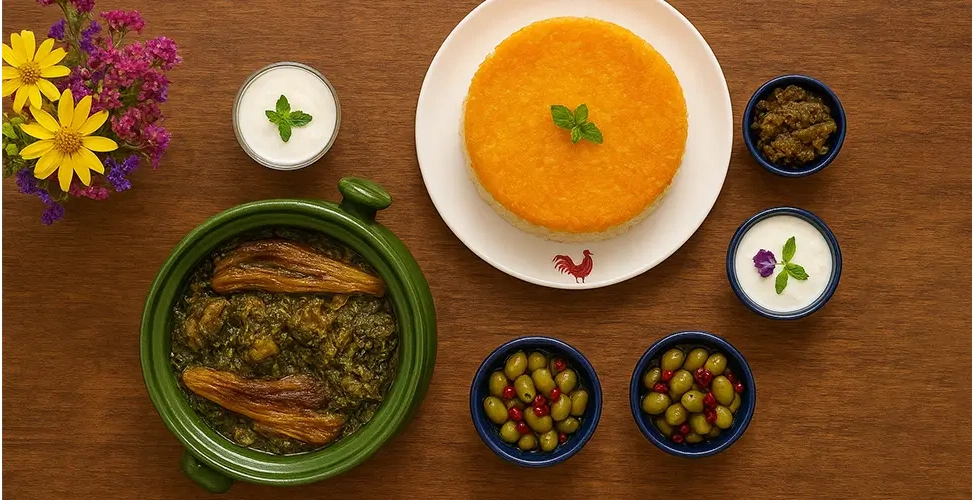 سرو خورش نازخاتون با برنج ایرانی