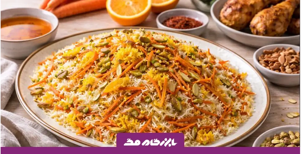 طرز تهیه هویج پلو با خلال پوست پرتقال