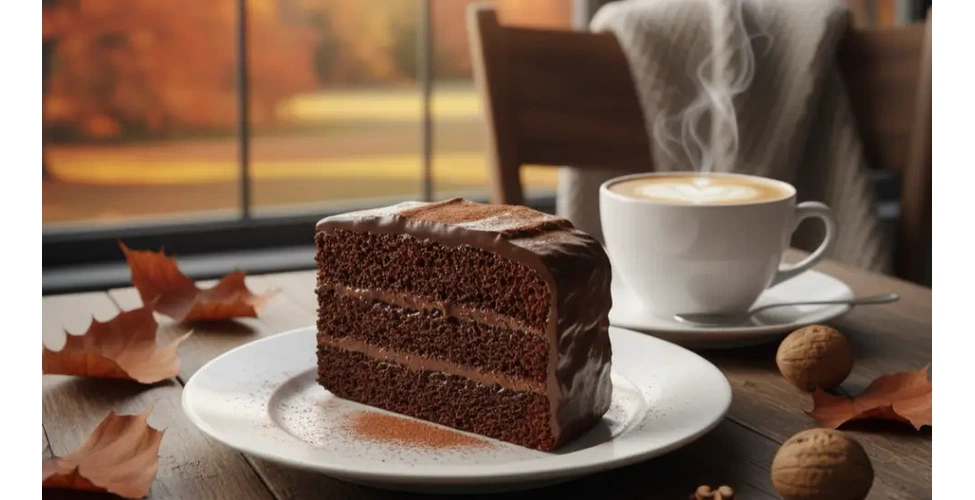 برش کیک شکلاتی و کاپوچینو