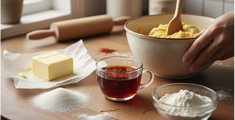 مواد اولیه تهیه کلوچه زعفرانی