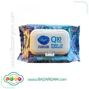 دستمال مرطوب پاک کننده آرایش مدل Q10-Stop Acne درب دار دافی بسته 50 عددی