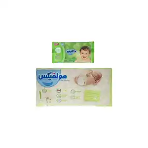 پوشک نوزادی40عددی مولفیکس+ دستمال مرطوب